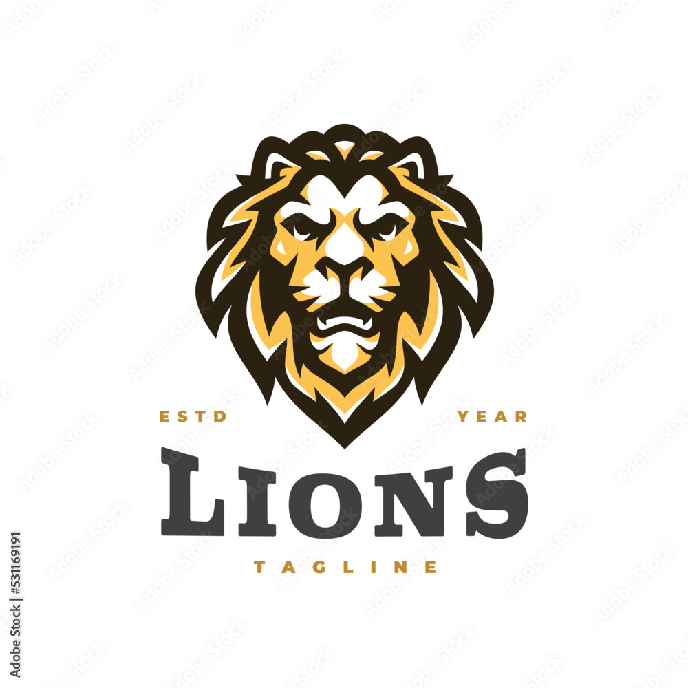 Lion head mascot logo illustration