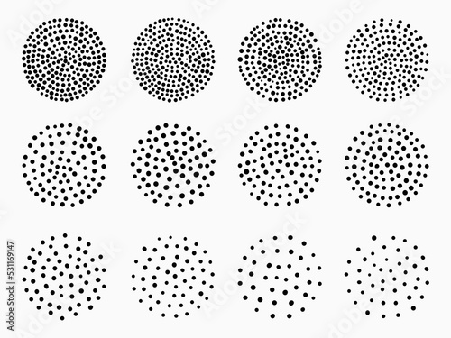 simple isolated circles stipple dot art brush set element for texture, wallpaper, banner, label, background etc. vector design
