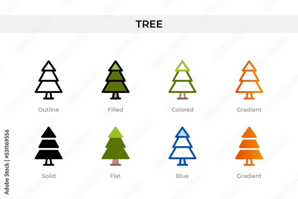 tree icon in different style. tree vector icons designed in outline, solid, colored, filled, gradient, and flat style. Symbol, logo illustration. Vector illustration