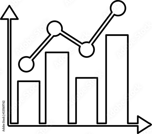 growing graph, bar chart, Flat icon isolated on the white background, flat design vector illustration