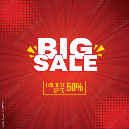 Sale banner template design, Big sale special up to 50% off. vector illustration.
