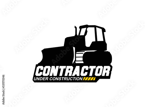 Dozer logo vector for construction company. Heavy equipment template vector illustration for your brand.
