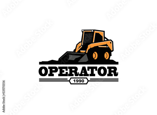 Excavator Or skid steer logo vector for construction company. Heavy equipment template vector illustration for your brand.