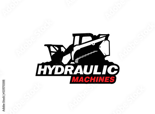 Excavator Or skid steer logo vector for construction company. Heavy equipment template vector illustration for your brand.