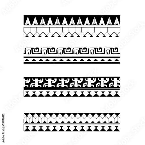 Polynesian armband tattoo stencil. Pattern samoan. Black and white texture. Vector illustration