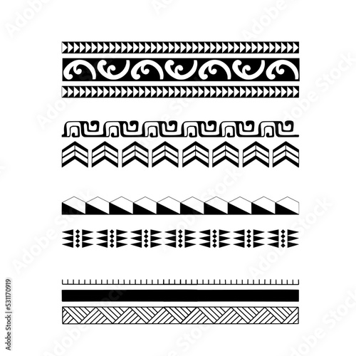 Polynesian armband tattoo stencil. Pattern samoan. Black and white texture. Vector illustration