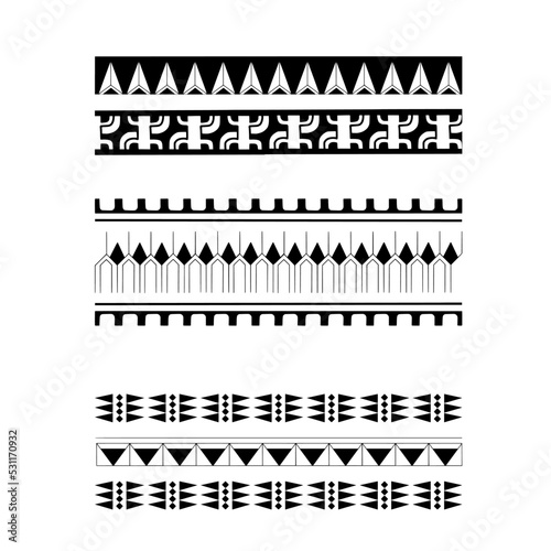 Polynesian armband tattoo stencil. Pattern samoan. Black and white texture. Vector illustration