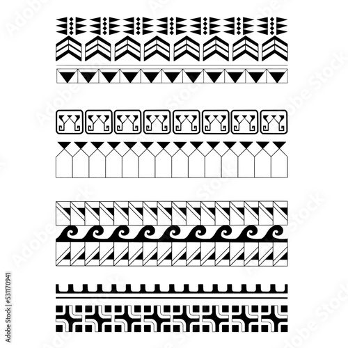 Polynesian armband tattoo stencil. Pattern samoan. Black and white texture. Vector illustration