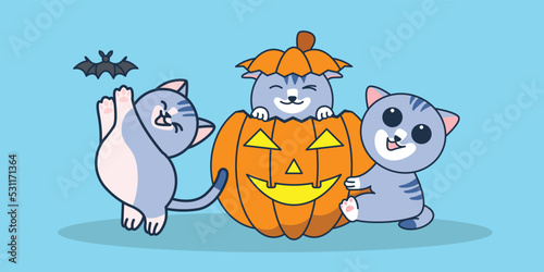 Cat party at hallowen day