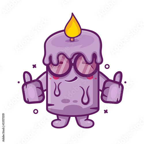 smart candle character mascot with thumb up hand gesture isolated cartoon in flat style design