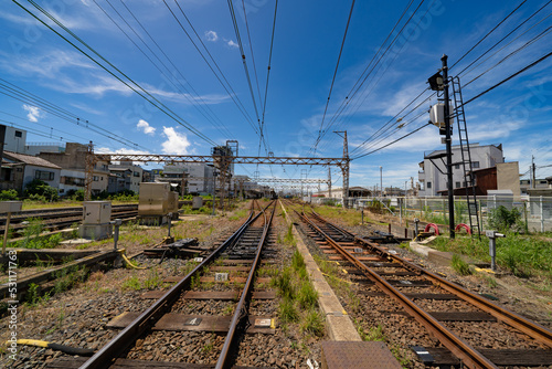 Quadro su tela 駅付近の踏切から見る和歌山市駅のホーム
