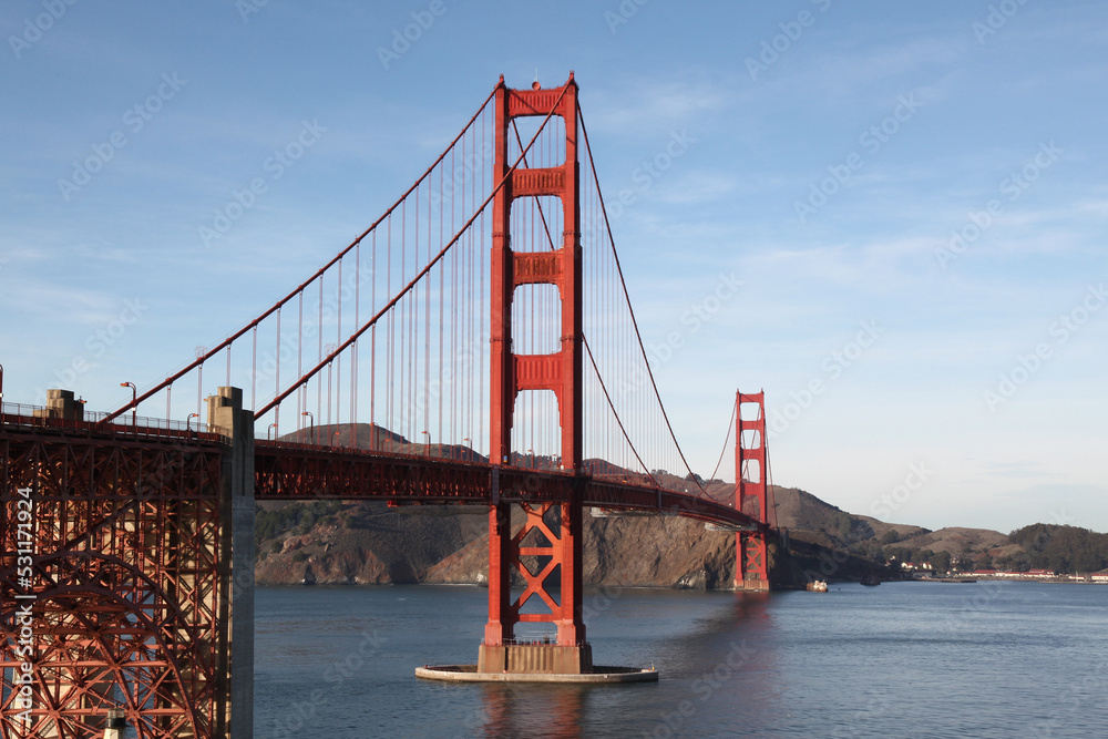 View of famous landmark the Golden Gate Bridge . San Francisco, California, USA