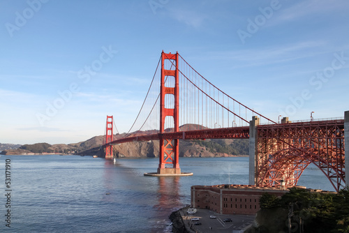 View of famous landmark the Golden Gate Bridge . San Francisco  California  USA