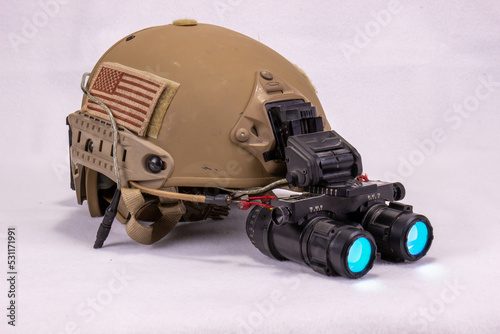 Obraz na plátně American Military Helmet With Night Vision Goggles