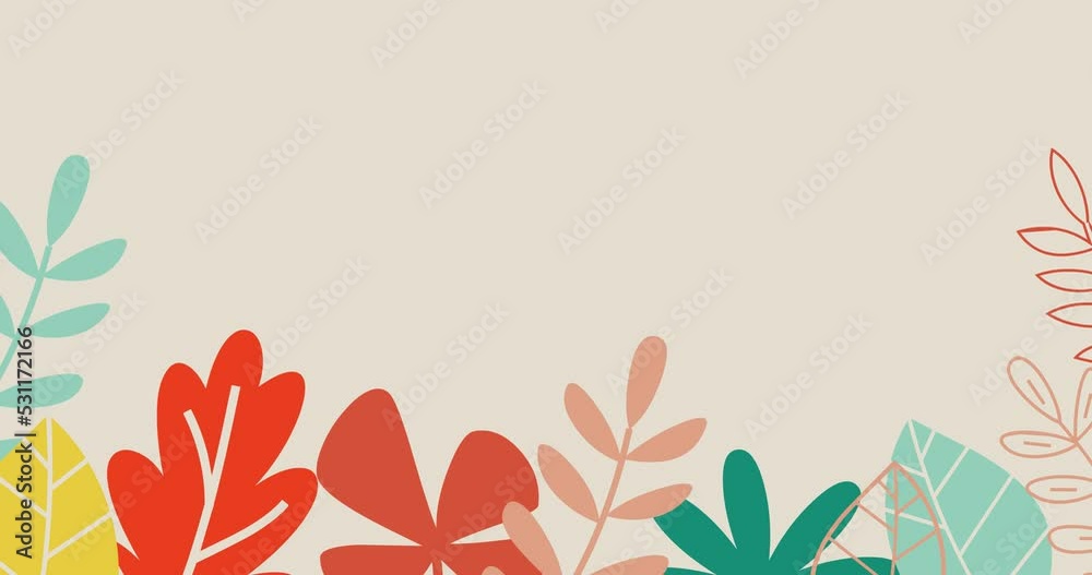 animated natural foliage background with natural cartoon contrast color