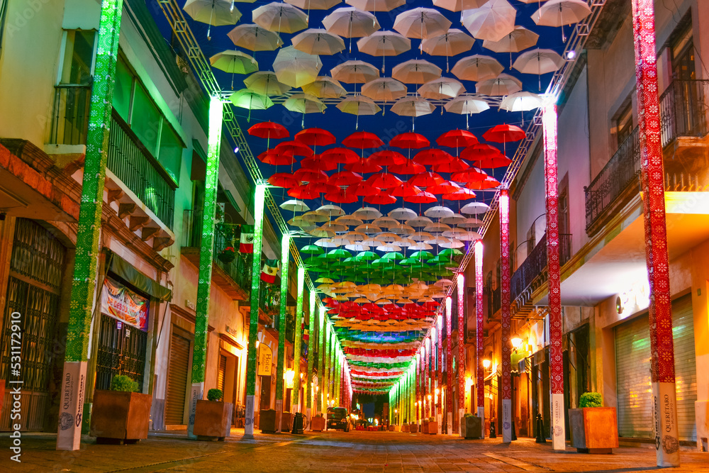 15 of September in México. Awesome Mexican decoration with illumination