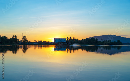 sunrise on the lake at Narathiwat province, Thailand