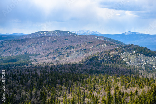 South Ural Mountains with a unique landscape, vegetation and diversity of nature in spring. © Evgeniy