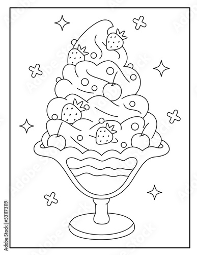 Cute ice cream coloring page