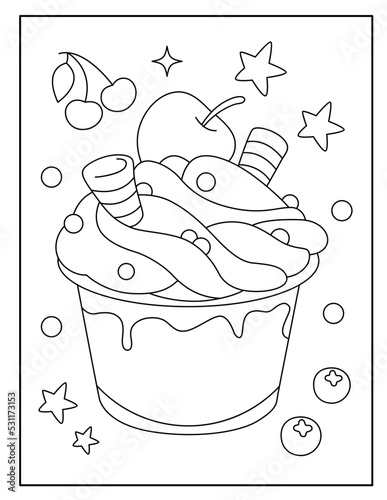 Cute ice cream coloring page