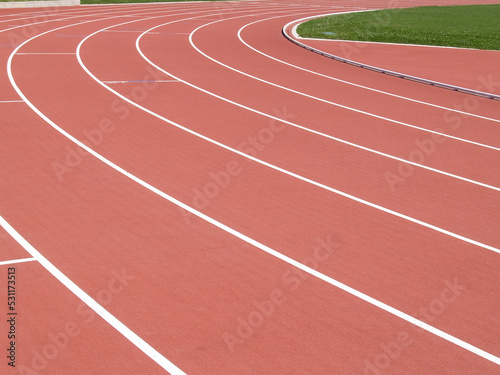 Synthetic athletics track -red