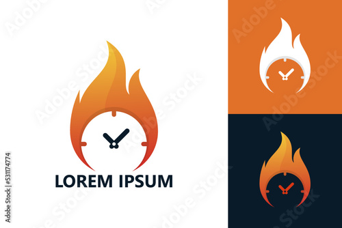 Hot time, fire watch logo template design vector