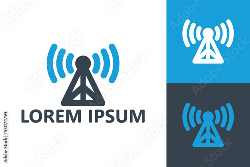 Signal tower logo template design vector