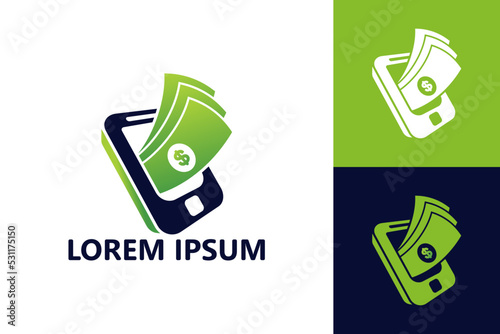 Mobile phone money logo template design vector