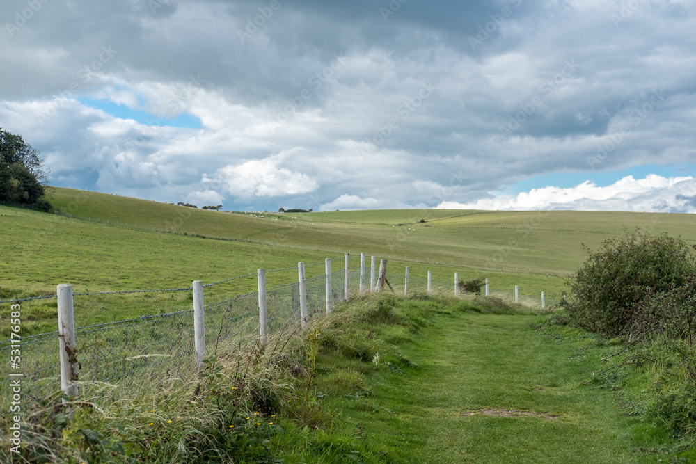 Beautiful Landscape Scenic View in East Sussex, between the towns of Seaford and Eastbourne in southern England