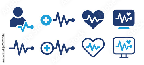 Lifeline icon set. Heartbeat with pulse symbol vector illustration. photo