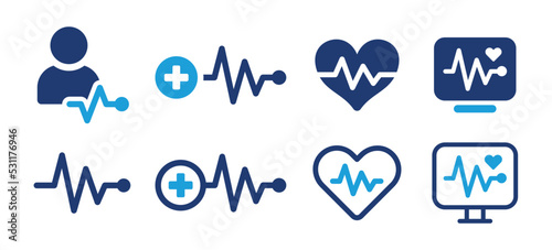 Lifeline icon set. Heartbeat with pulse symbol vector illustration.