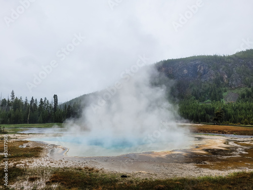 Blue hot spring in Yellowstone