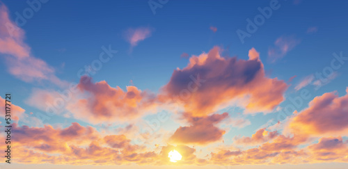 panorama of clouds. Sunset