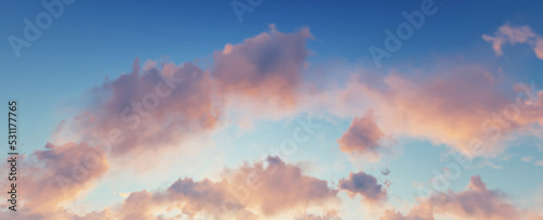 panorama of clouds. Sunset