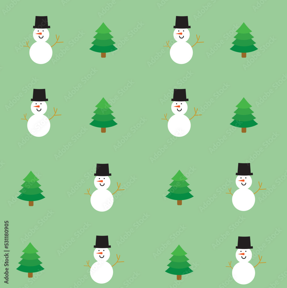 snowman wearing black hat and Christmas tree snowman wearing black hat and Christmas tree