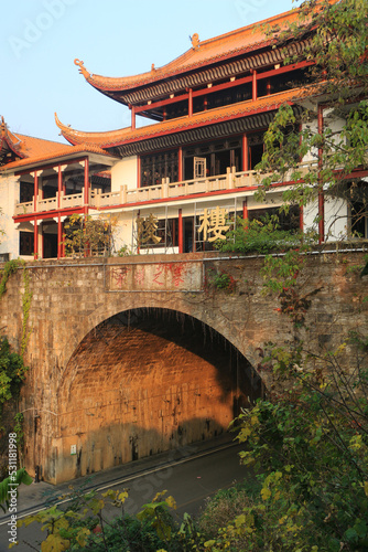 chinese tower in the city