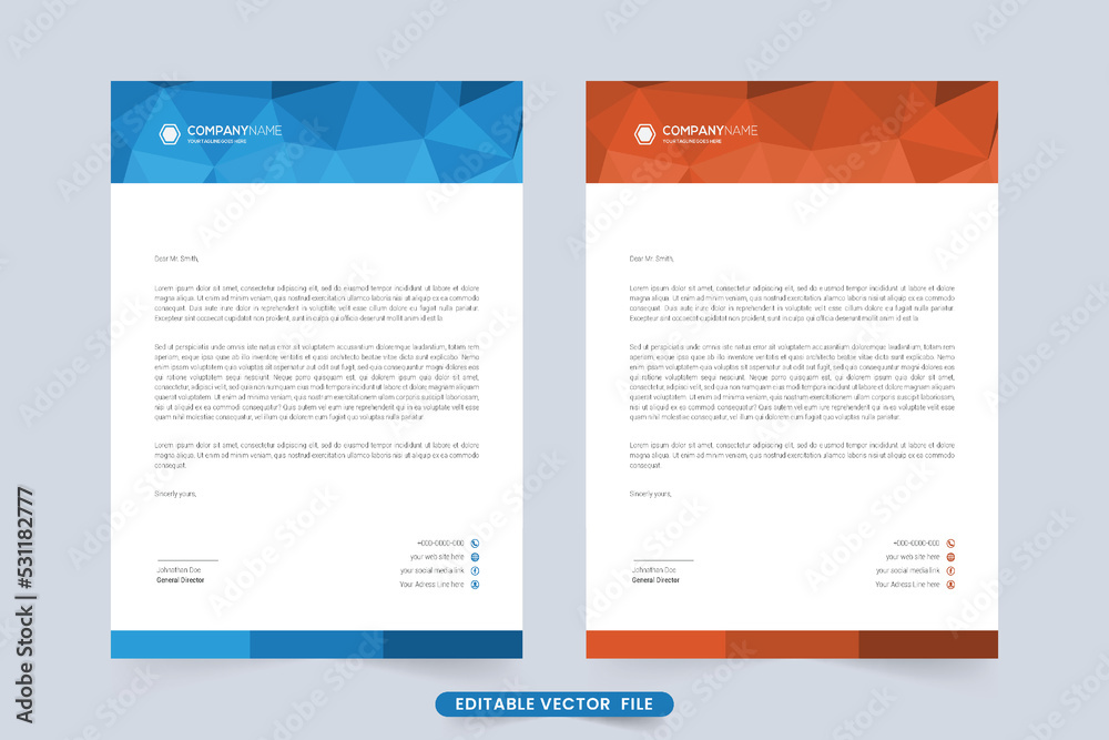 Obraz premium Letterhead Blue, Red, Orange and Green Color Template Design
