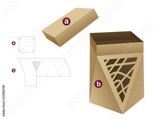 packaging box die cut template and 3D mockup