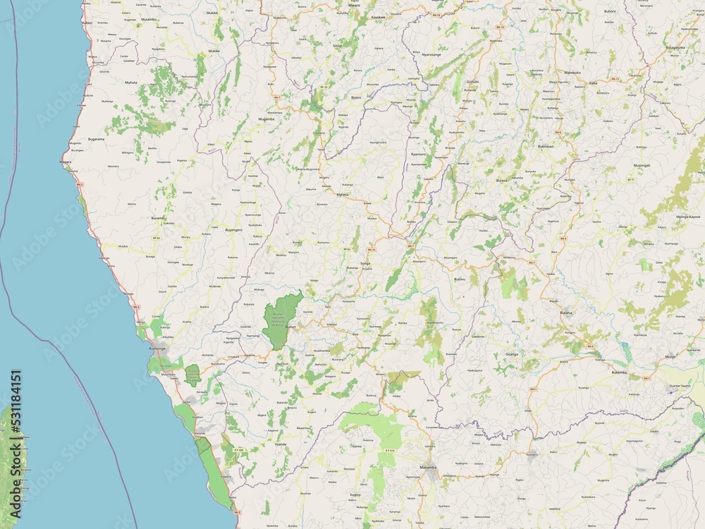 Fototapeta premium Bururi, Burundi. OSM. No legend