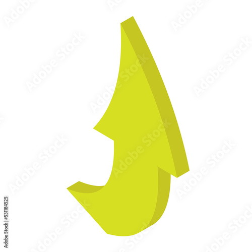 vector graphic design illustration of a 3D arrow pointing direction to the up.