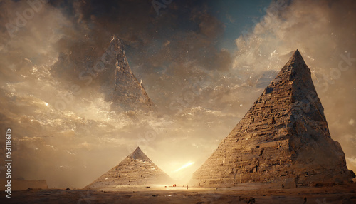 Fotografie, Obraz pyramids of giza artistic rendition