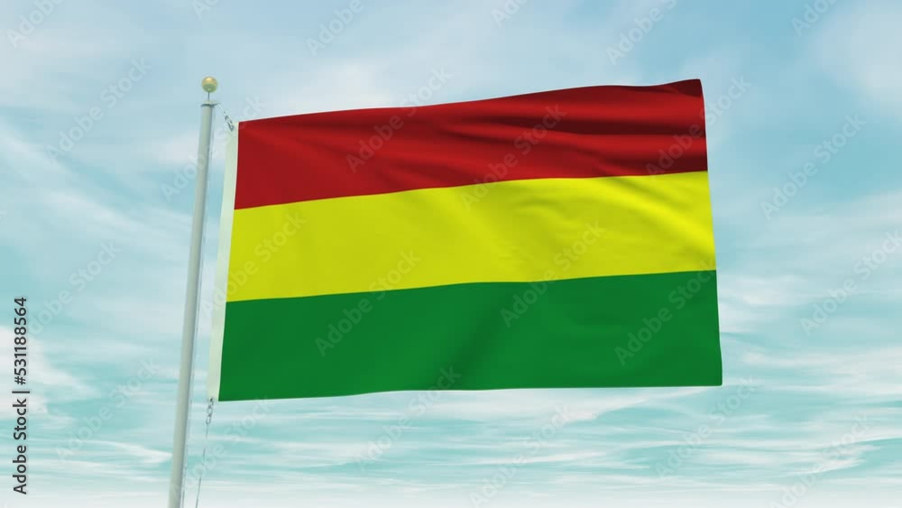 Seamless loop animation of the Bolivia flag on a blue sky background. Seamless loop animation of the Bolivia flag on a blue sky background.