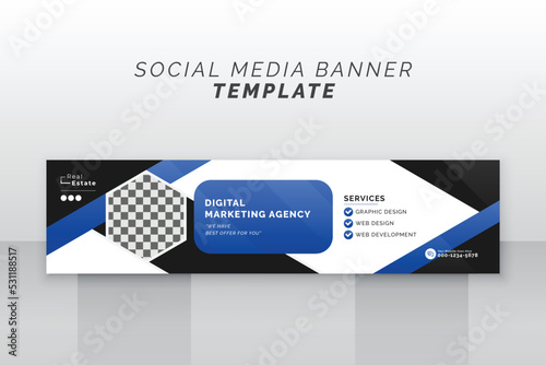 Modern abstract geometric creative social media linkedin web banner cover design template