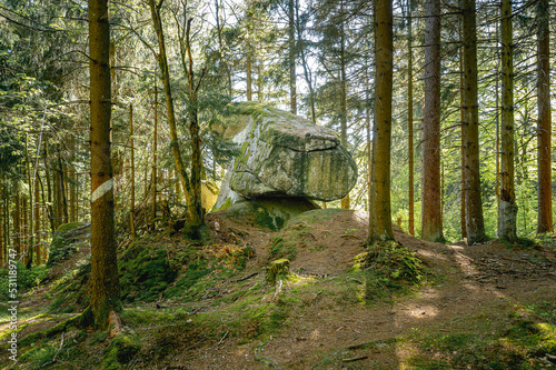 giant rock in the forest of fichtel mountains photo