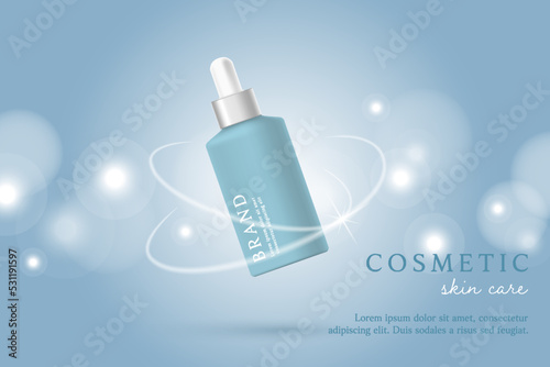 Essence and skin care product ads template on blue background .