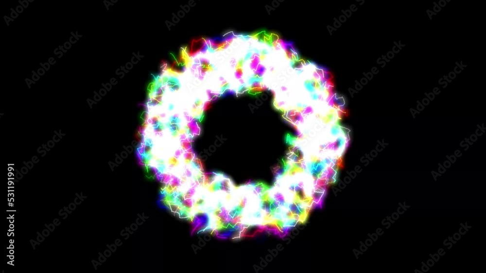 Colorful electric sparks circle motion graphics with night background