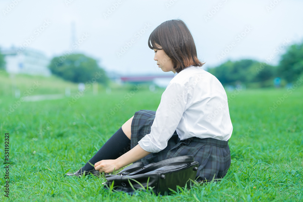 真顔の女子高生 真顔の女子高生