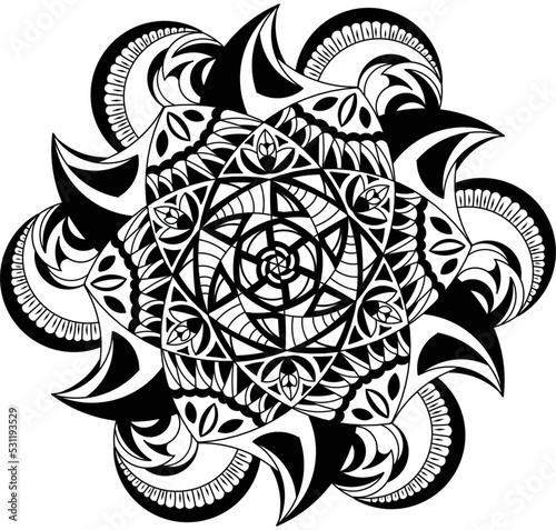 Regularly drawn black lines with different patterns