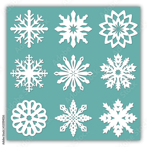 set of snowflakes for christmas decor