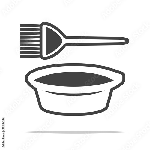 Hair dye brush and bowl icon transparent vector isolated